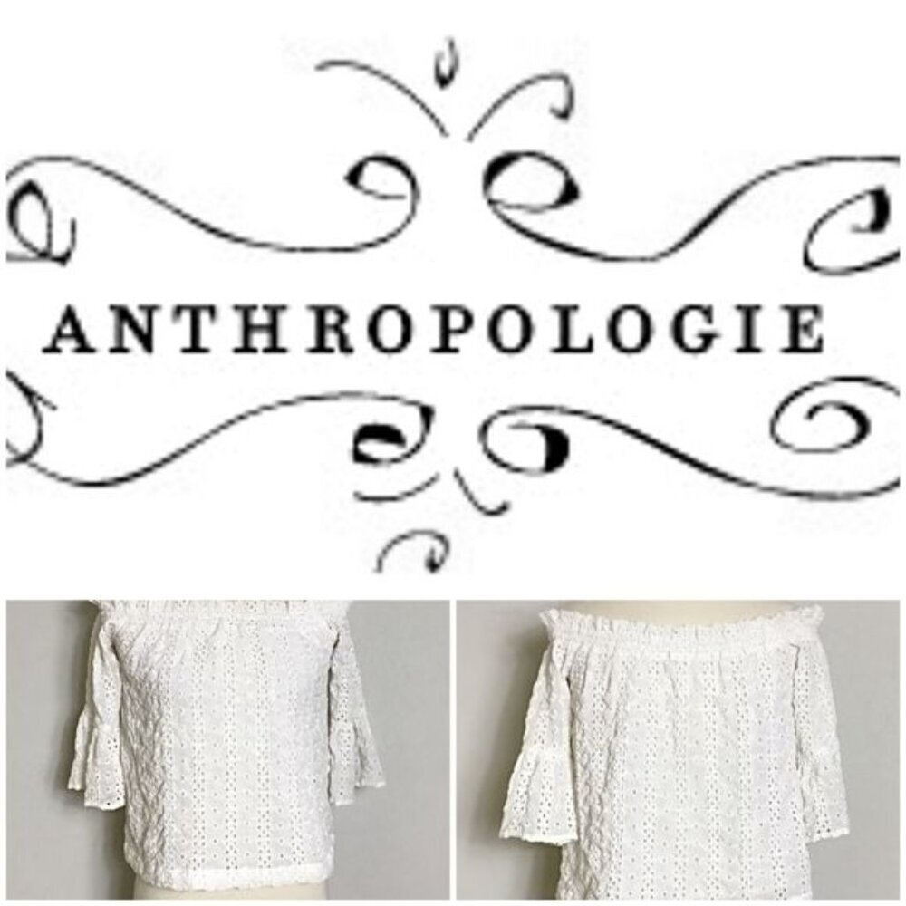 Anthropologie ✦ Floreat Angelique Blouse ✦ Off-Shoulder Eyelet ✦ White Cotton XS - Picture 6 of 6
